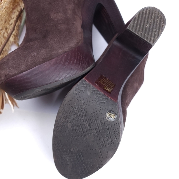 Lucky Brand Brown Suede Chunky Heel Platform Mules Sz 9m - Picture 5 of 11